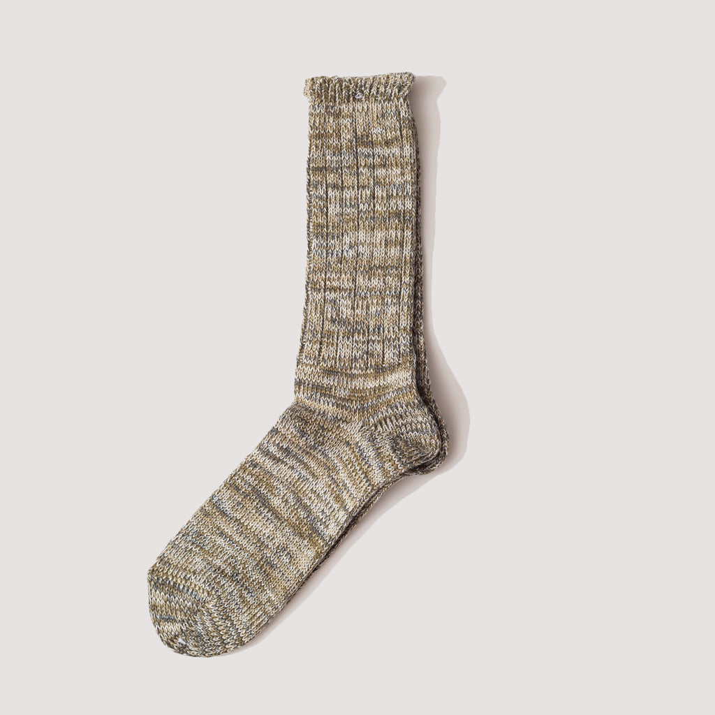 5 Colour Mix Crew Sock - Olive