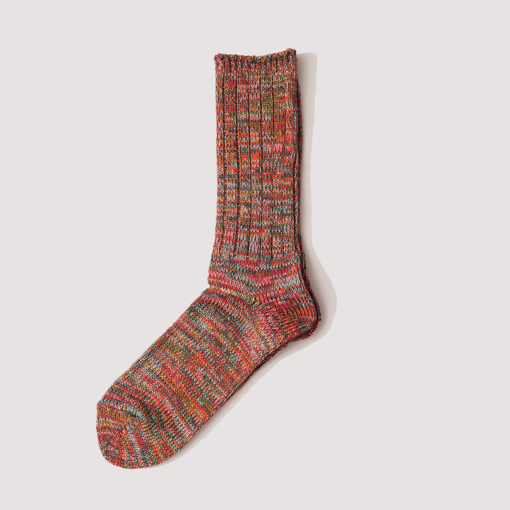 5 Colour Mix Crew Sock - Red