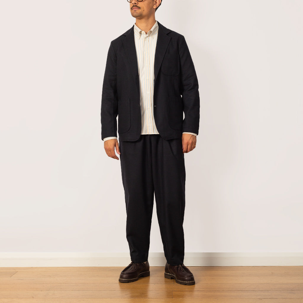 Two Button Jacket - Upcycled IT Tweed Dark Navy