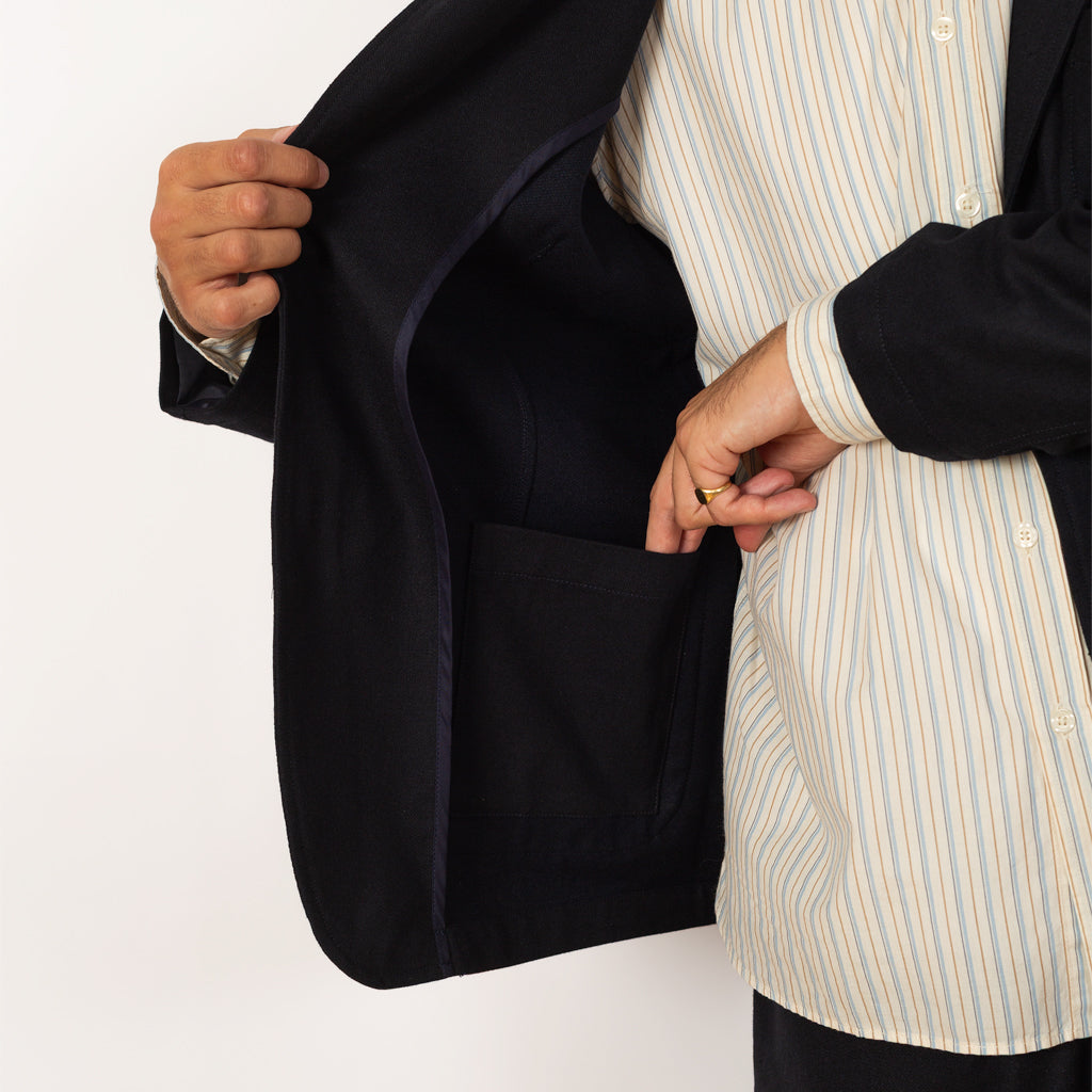 Two Button Jacket - Upcycled IT Tweed Dark Navy