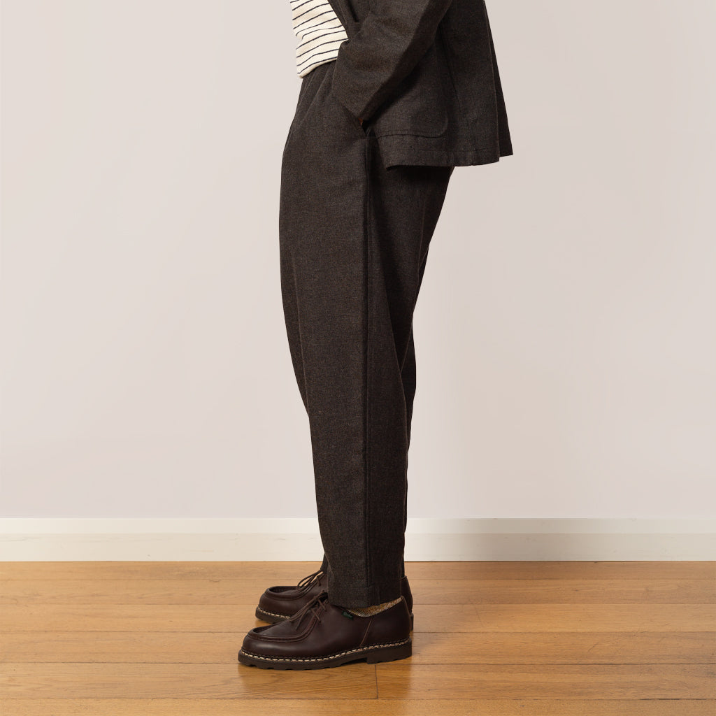 Pleated Track Pant - Upcycled IT Tweed Brown