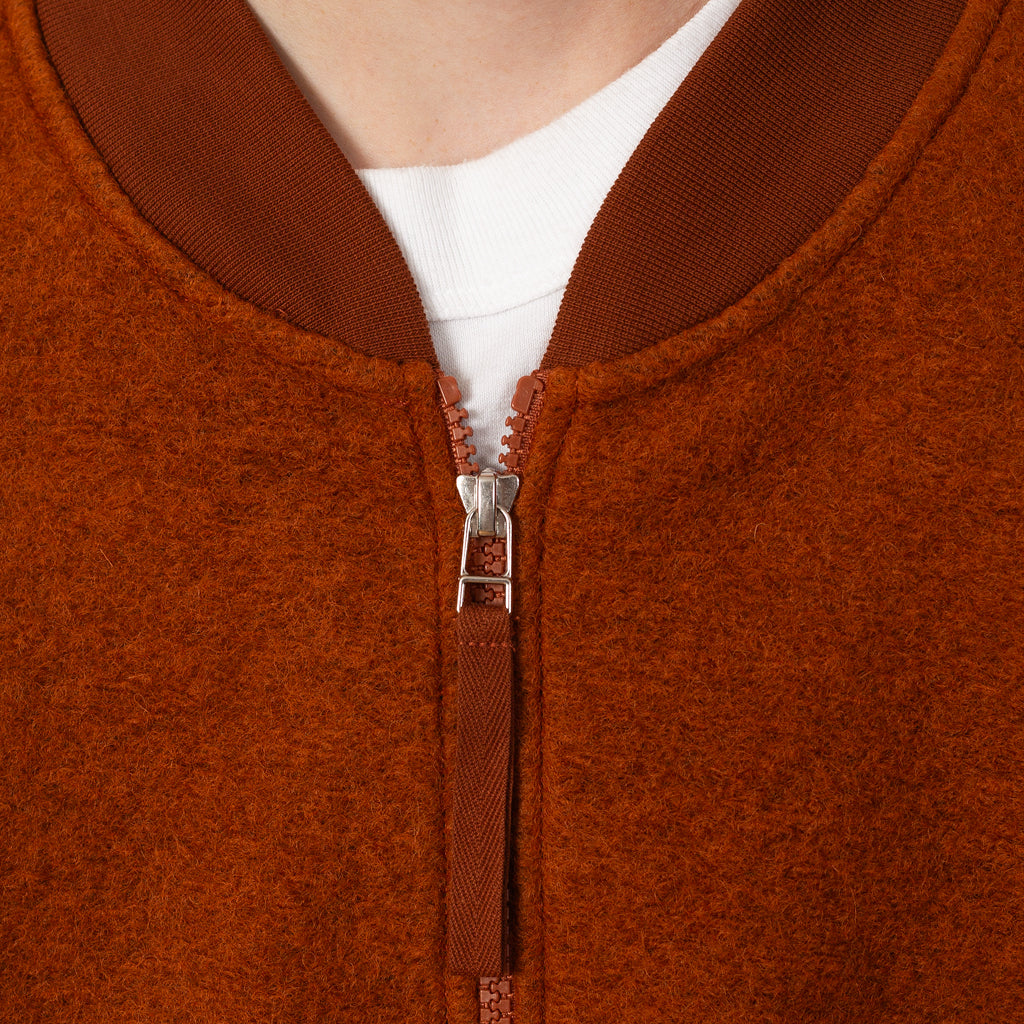Wool Fleece Zip Bomber - Rust