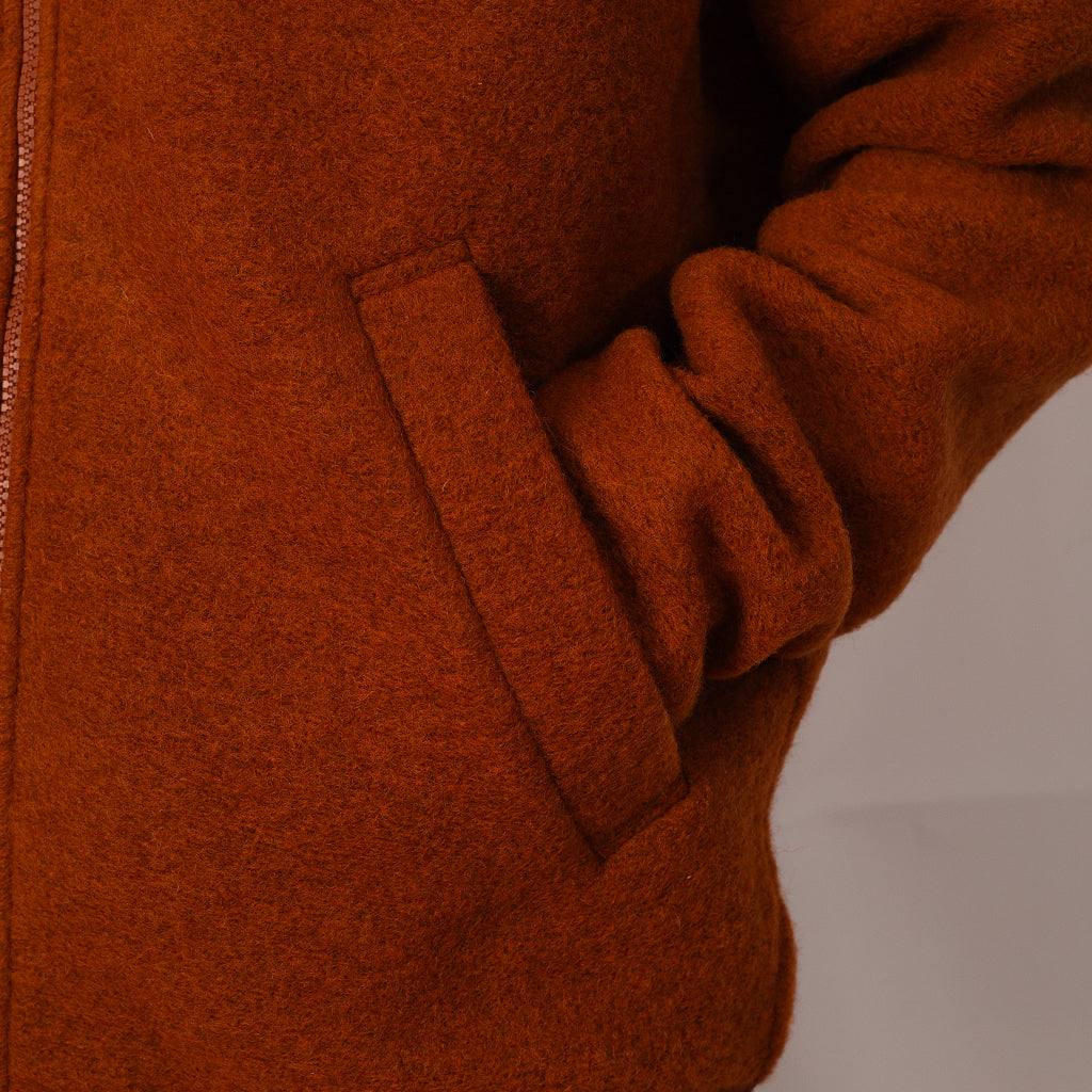 Wool Fleece Zip Bomber - Rust