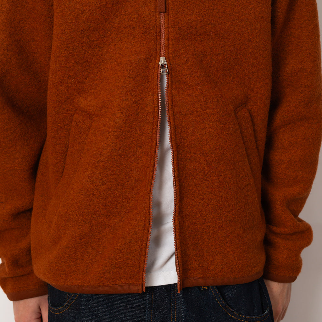 Wool Fleece Zip Bomber - Rust