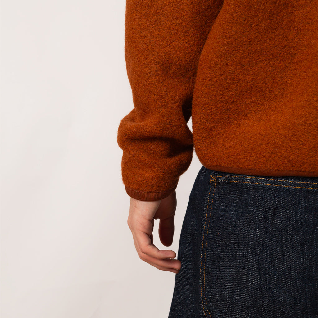 Wool Fleece Zip Bomber - Rust
