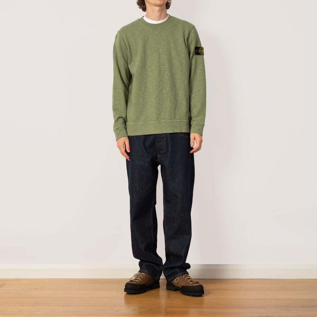 Crew Neck Slub - Sage - V0055
