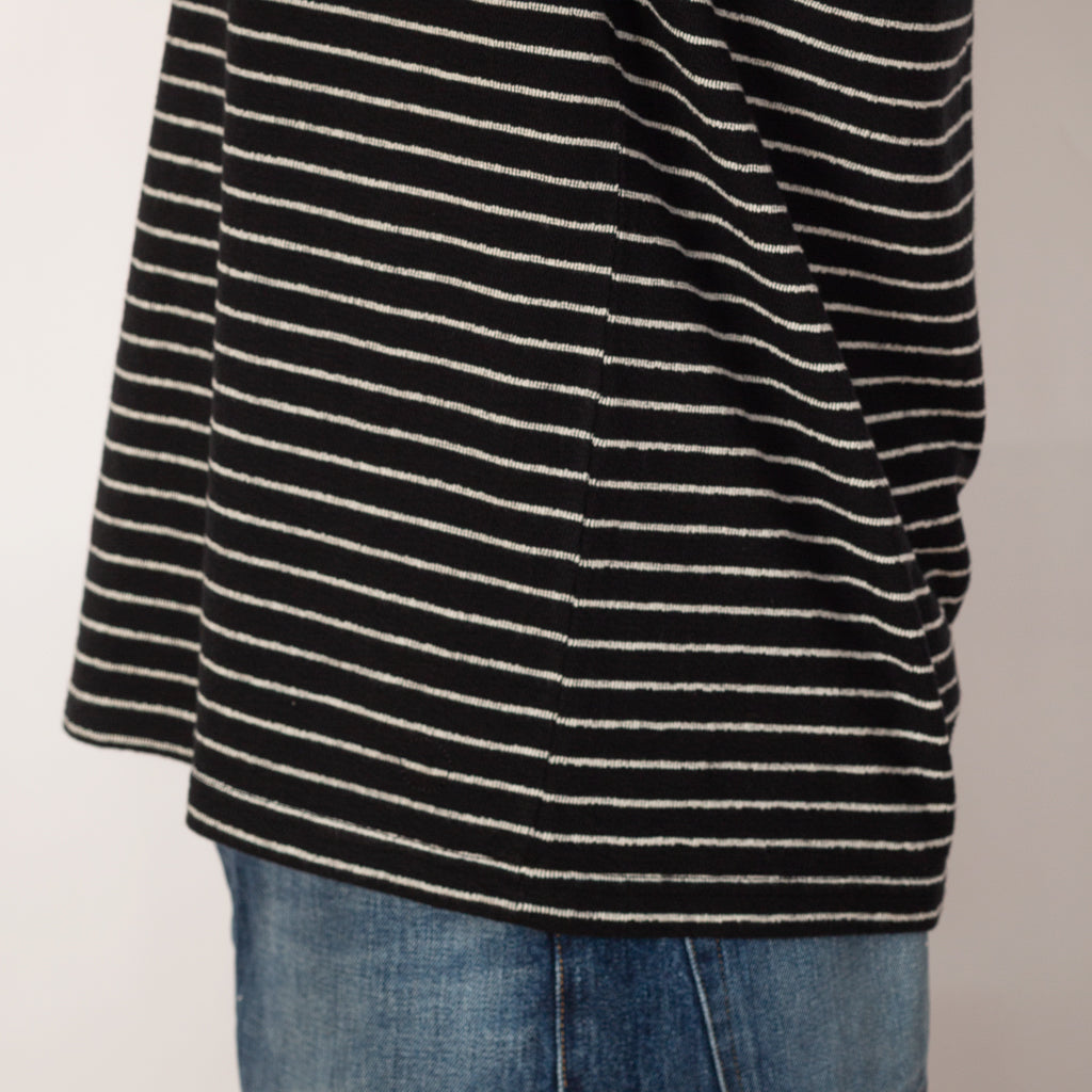 SS Textured Stripe Tee - Black Ecru