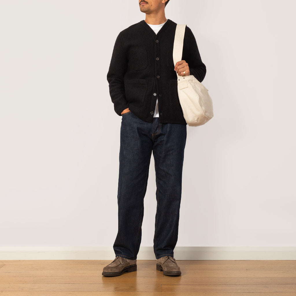 Wool Fleece Cardigan - Black