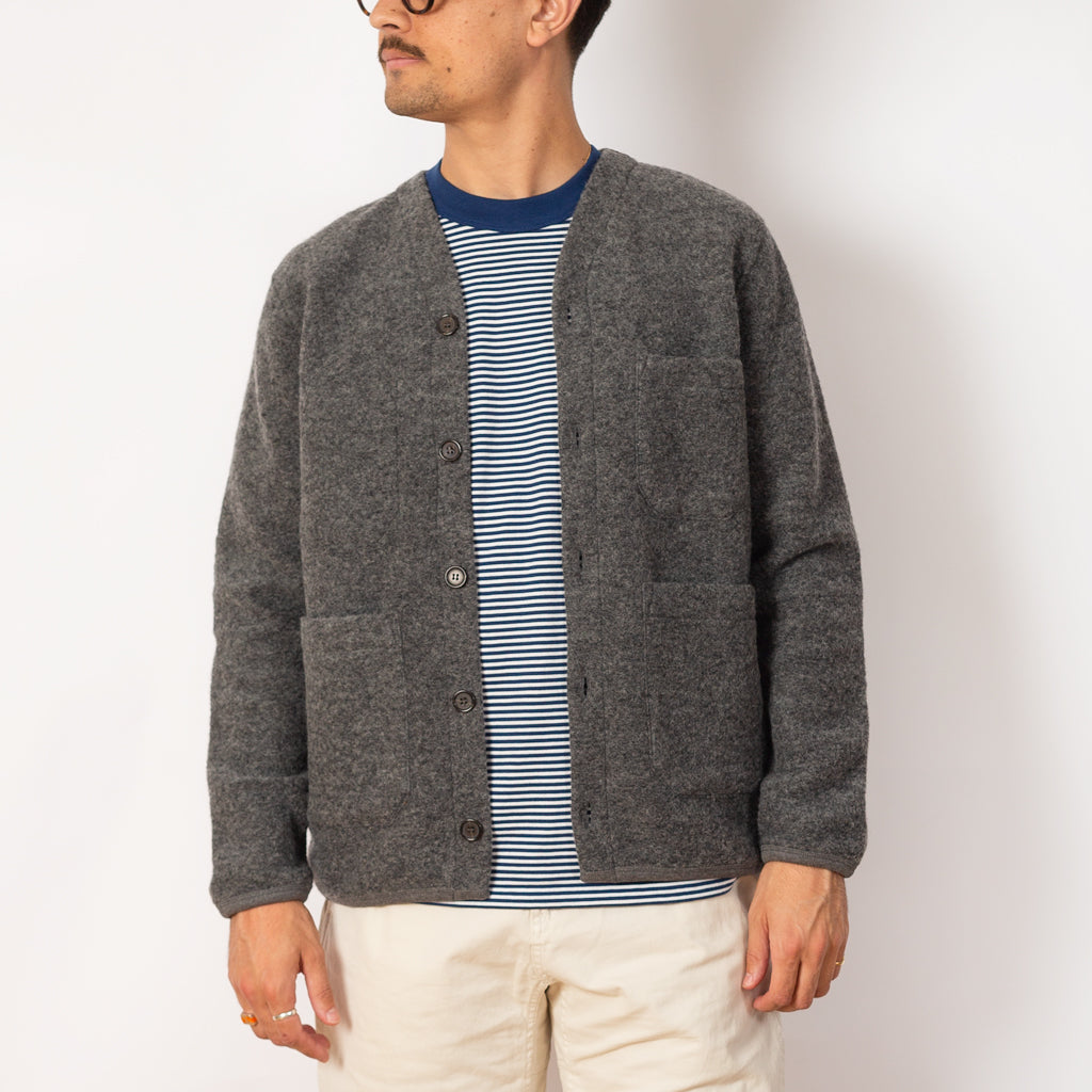 Wool Fleece Cardigan - Grey Marl