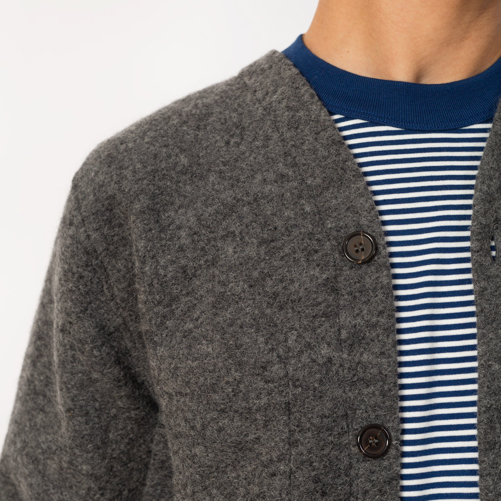 Wool Fleece Cardigan - Grey Marl