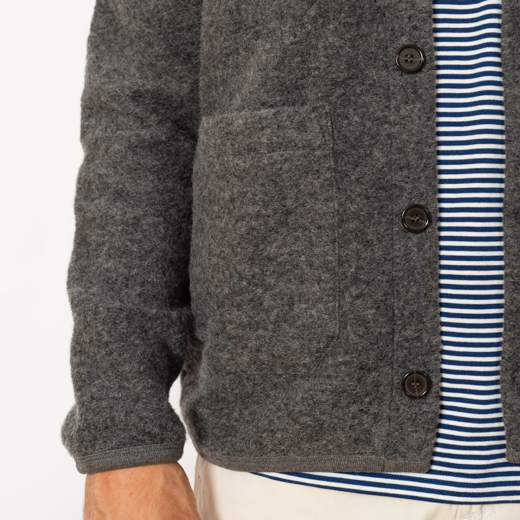 Wool Fleece Cardigan - Grey Marl