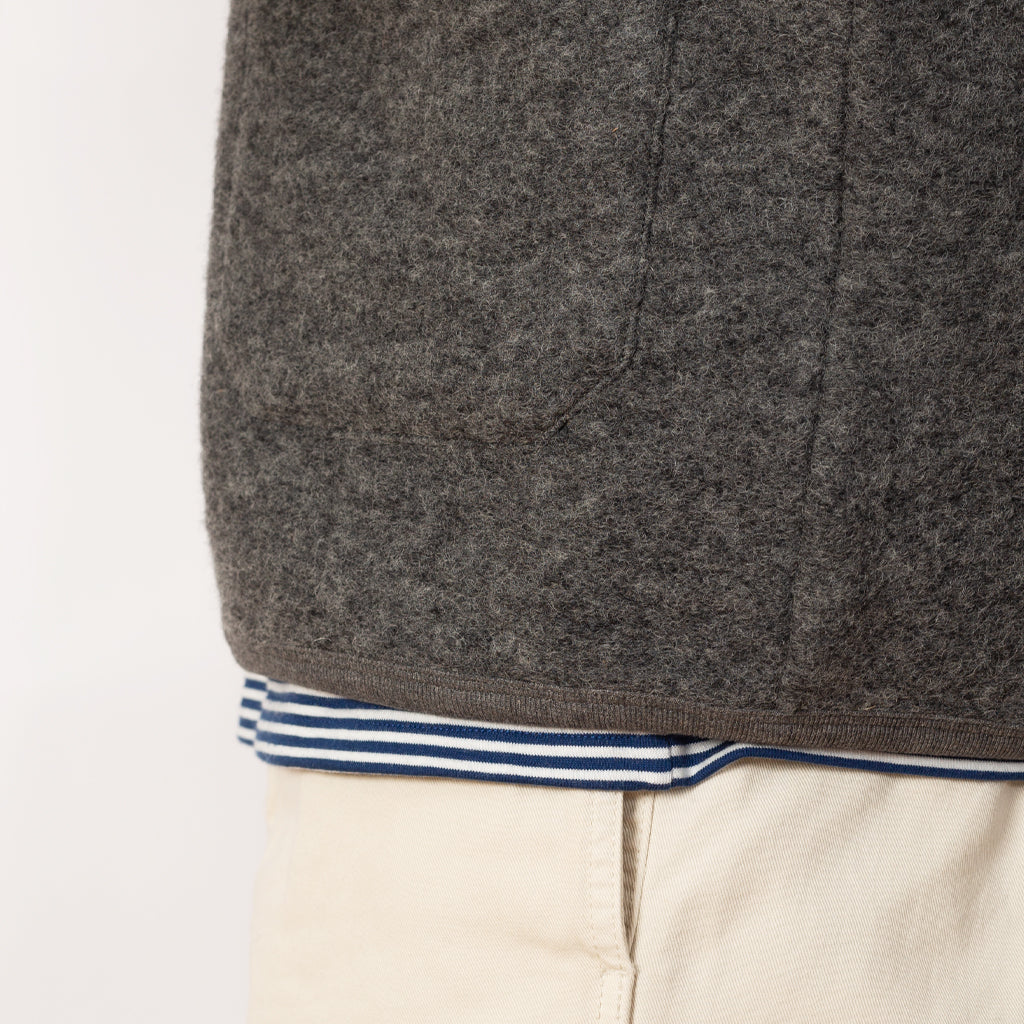 Wool Fleece Cardigan - Grey Marl