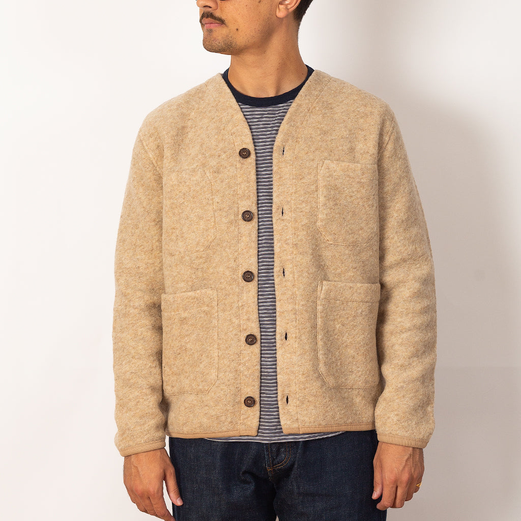 Wool Fleece Cardigan - Fawn