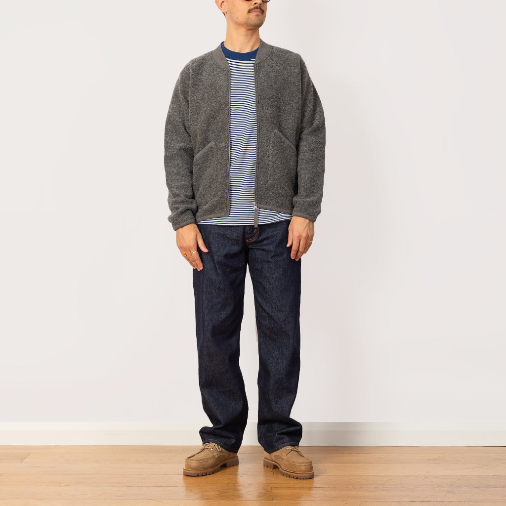 Wool Fleece Zip Bomber - Grey Marl