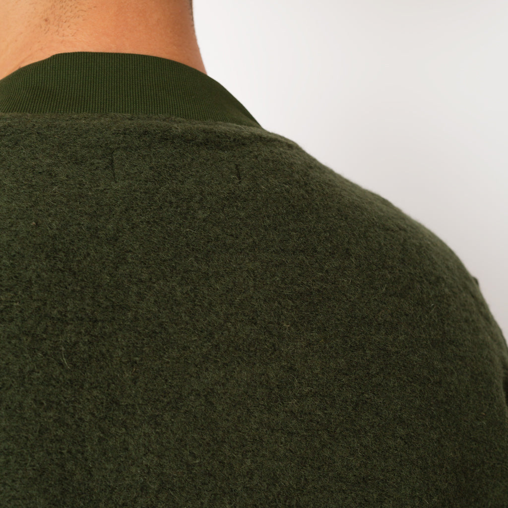 Wool Fleece Zip Bomber - Olive