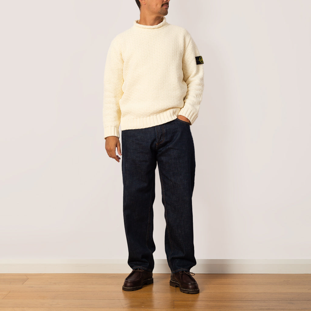 Chenille Mock Neck Knit - Ivory -  V0093
