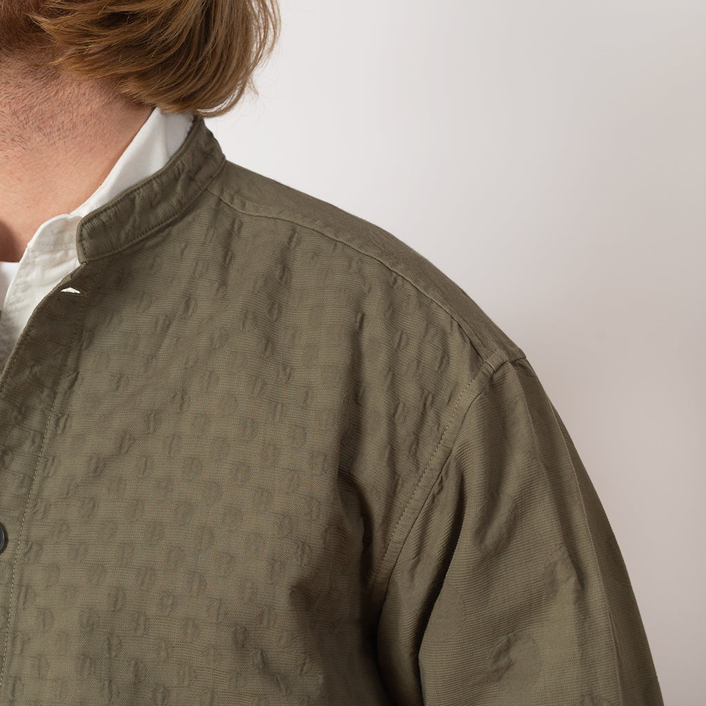 Stand Collar Shirt Jacket - Olive