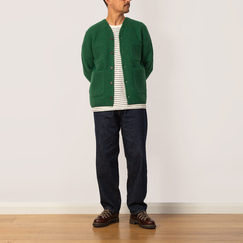 Wool Fleece Cardigan - Green