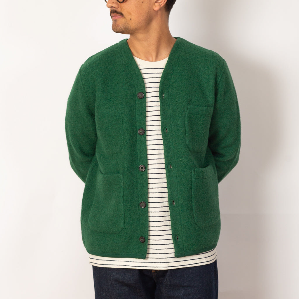 Wool Fleece Cardigan - Green