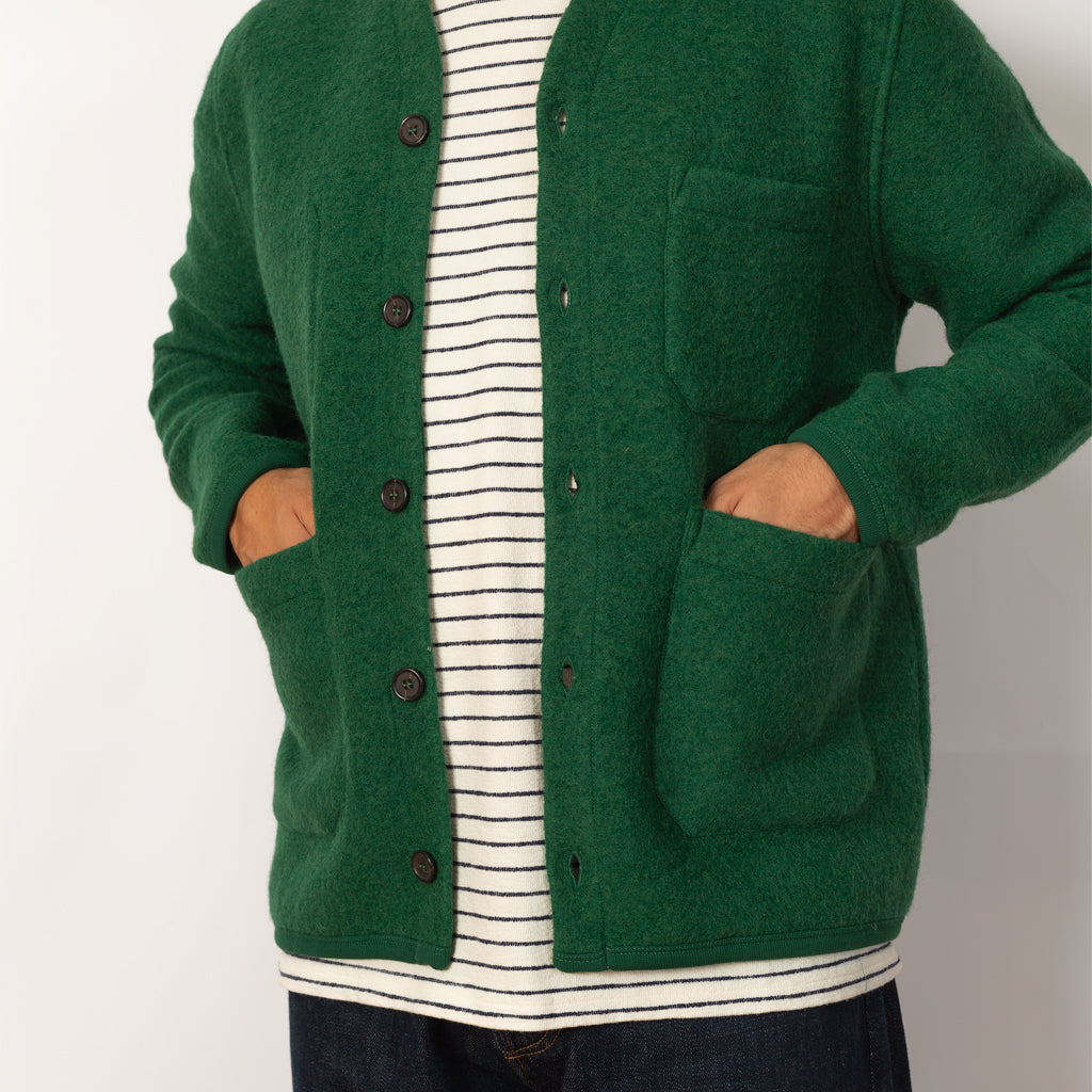 Wool Fleece Cardigan - Green