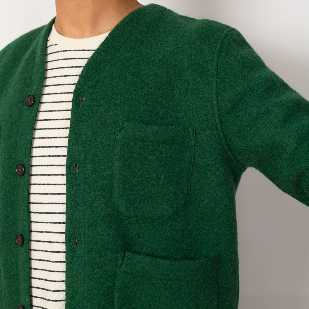 Wool Fleece Cardigan - Green