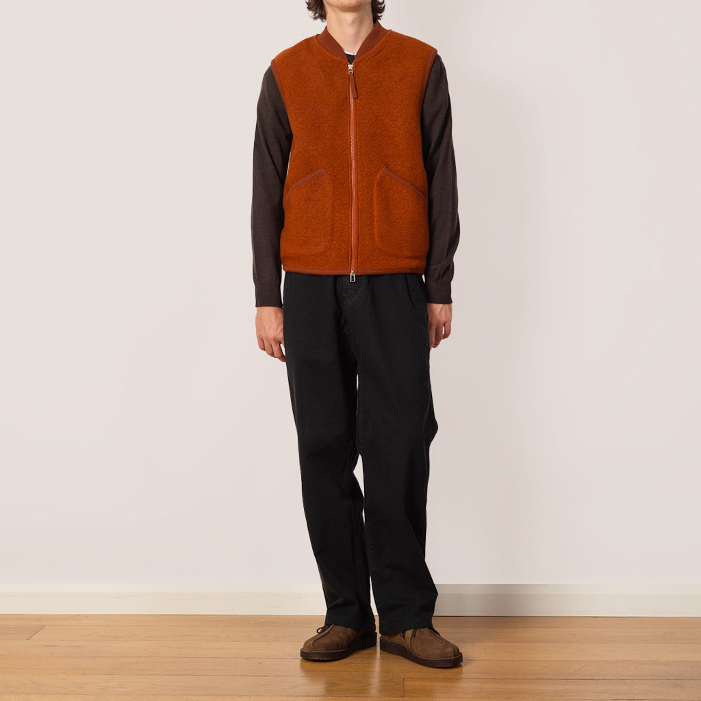 Wool Fleece Zip Waistcoat - Rust