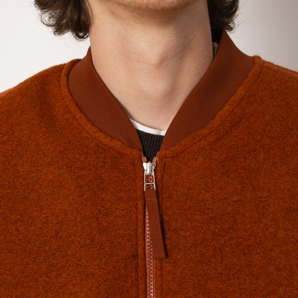 Wool Fleece Zip Waistcoat - Rust