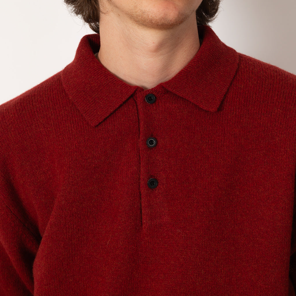 Knit Polo 9G - Burgundy | Beams Plus | Peggs & son.