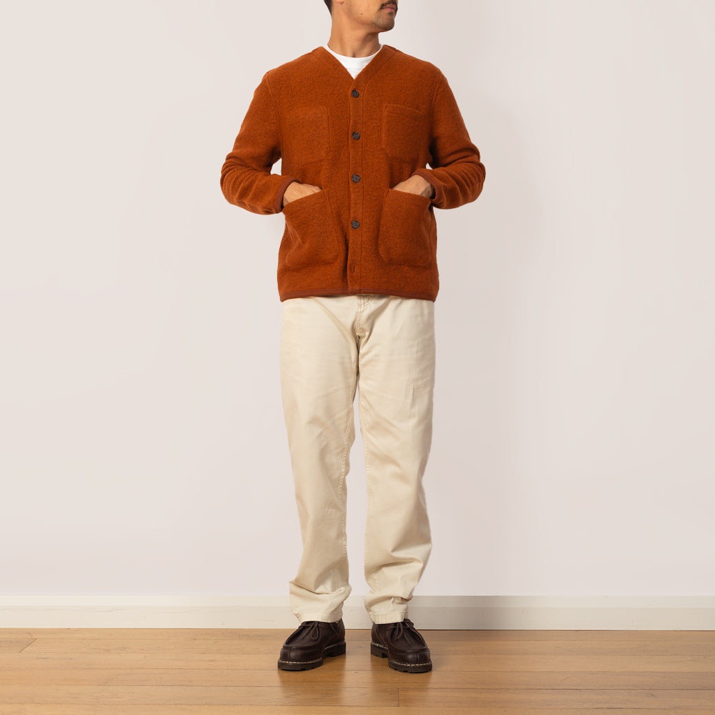 Wool Fleece Cardigan - Rust