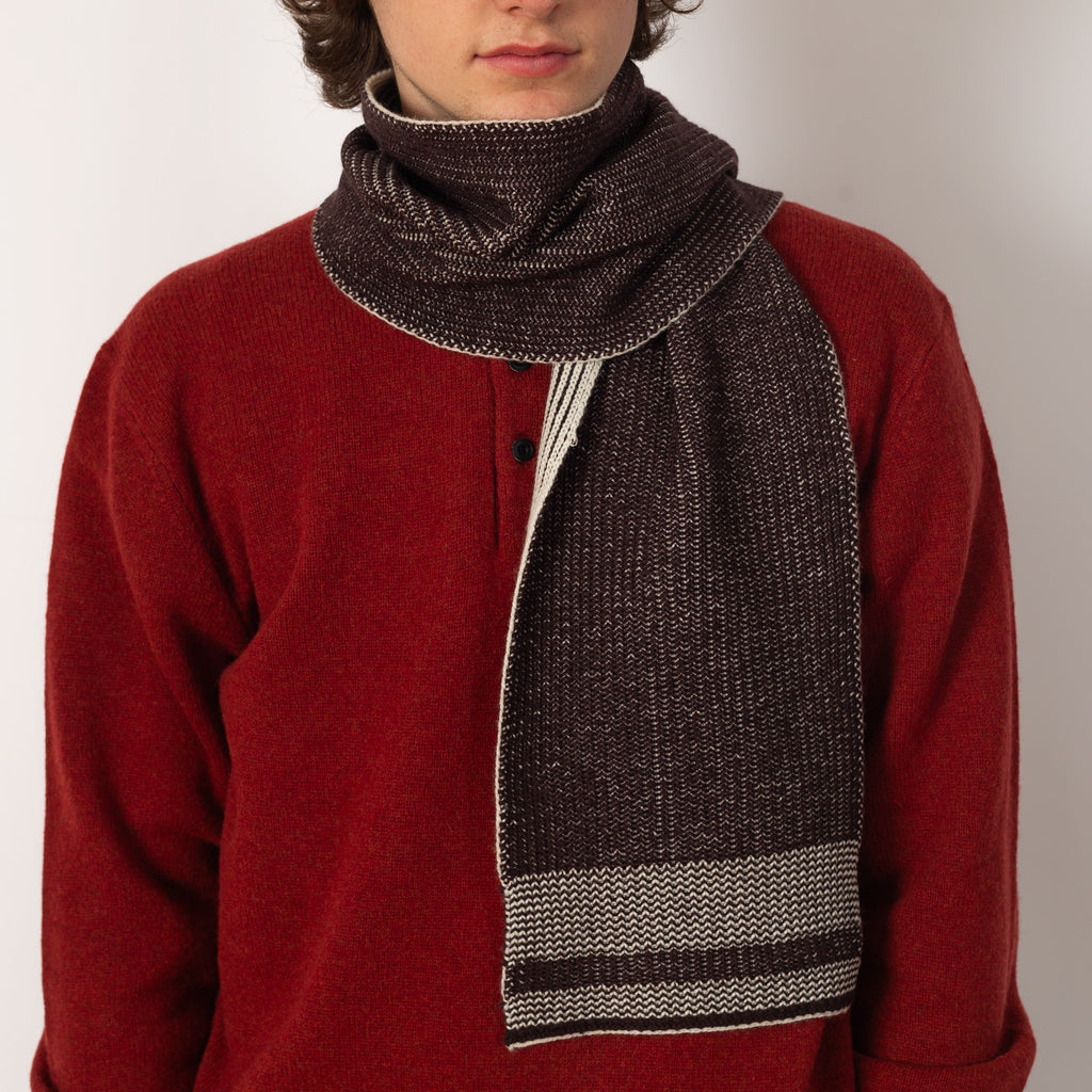Wool Cashmere Rib Scarf - Brown