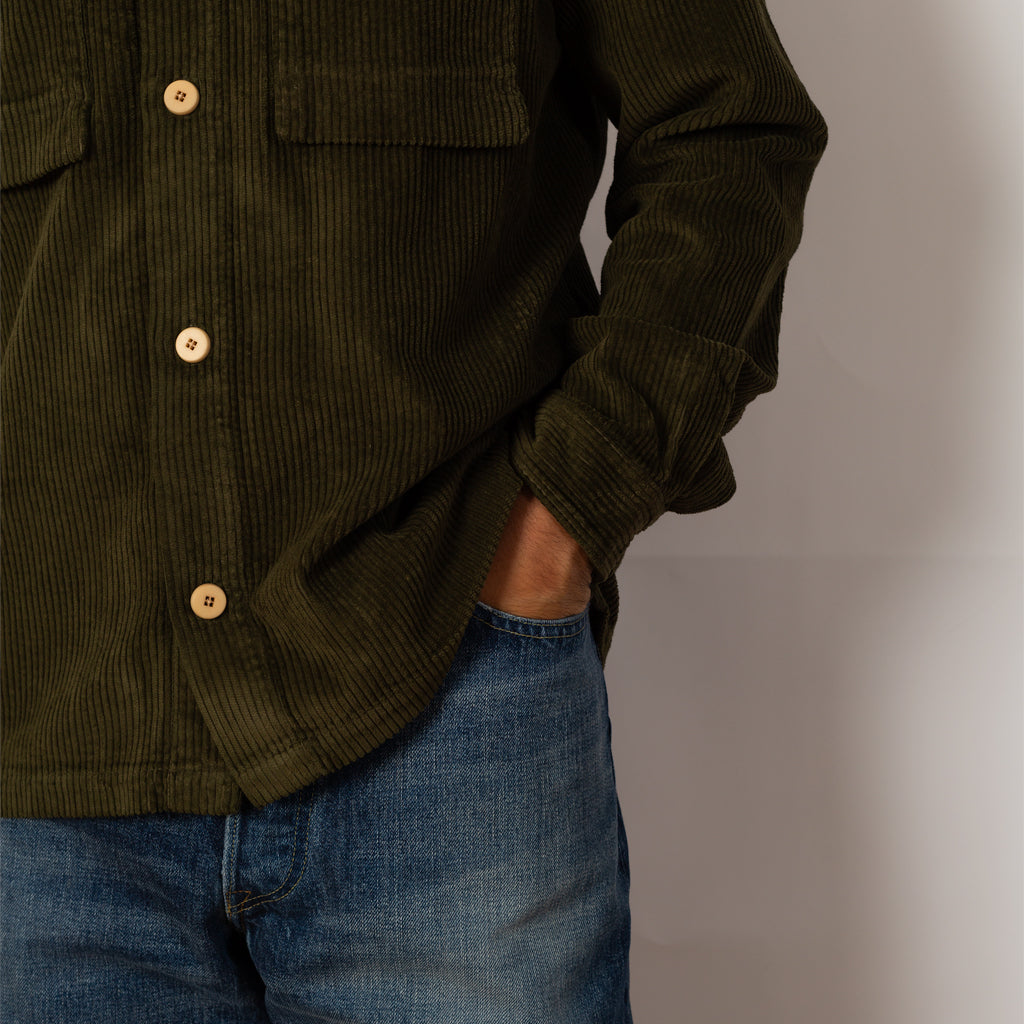 Patch Overshirt - Olive Chunky Cord