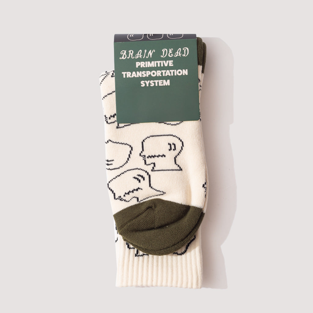 LOGOHEAD CREW SOCKS - Cream