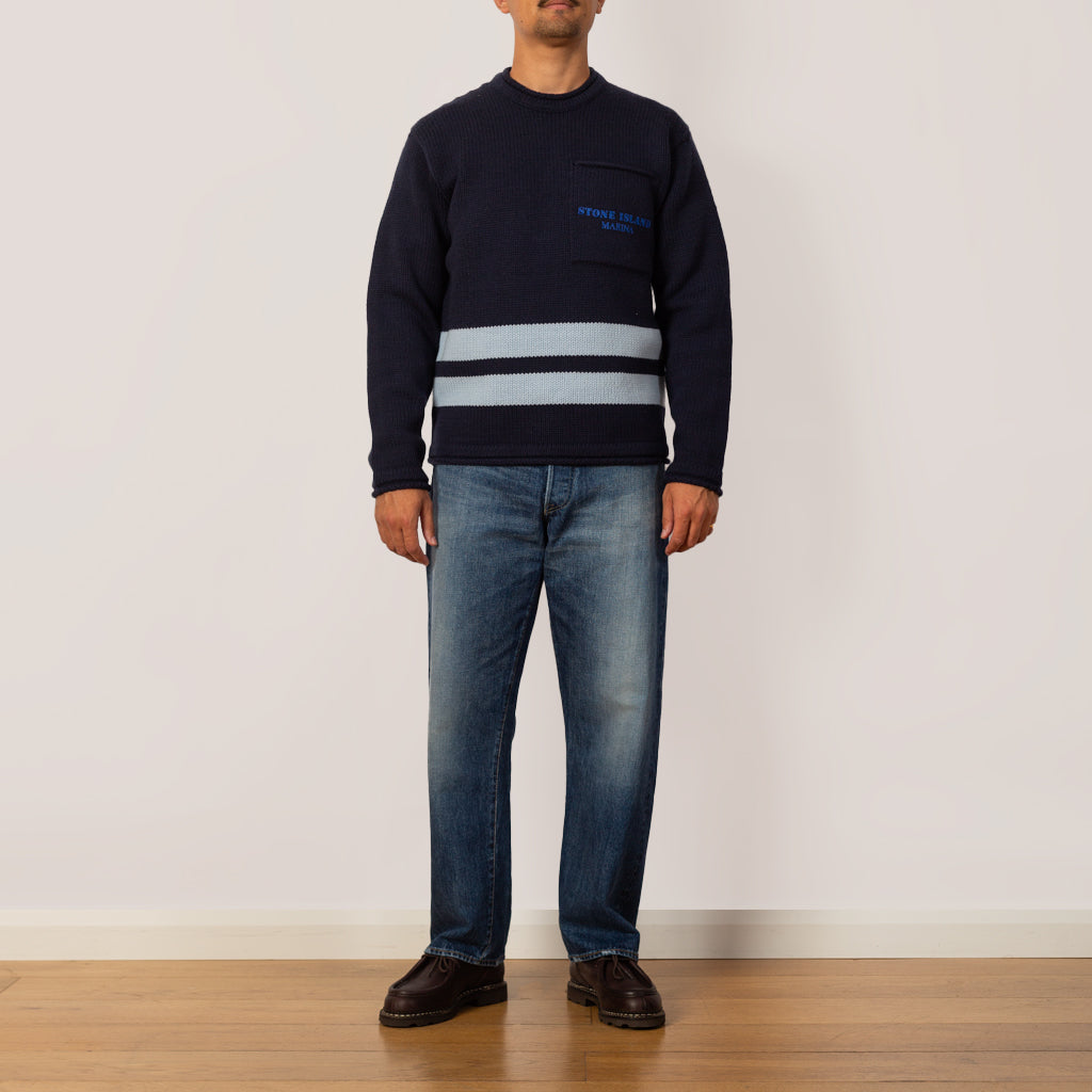 Roll Edge Knit - Navy - V002A