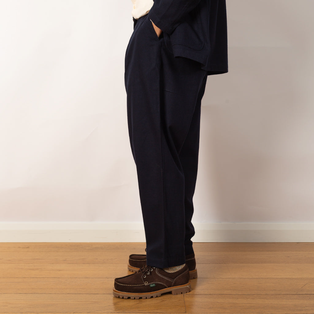 Pleated Track Pant - Upcycled IT Tweed Dark Navy