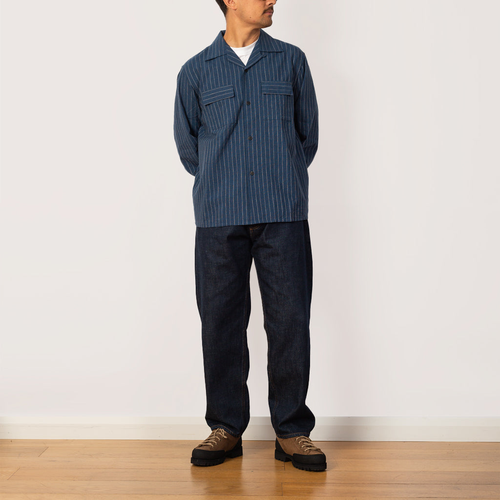 Keesey Shirt Stripes L/S - Navy