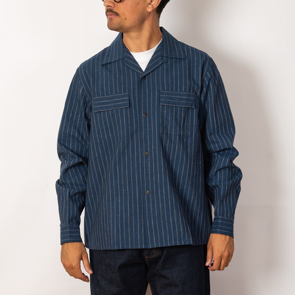 Keesey Shirt Stripes L/S - Navy