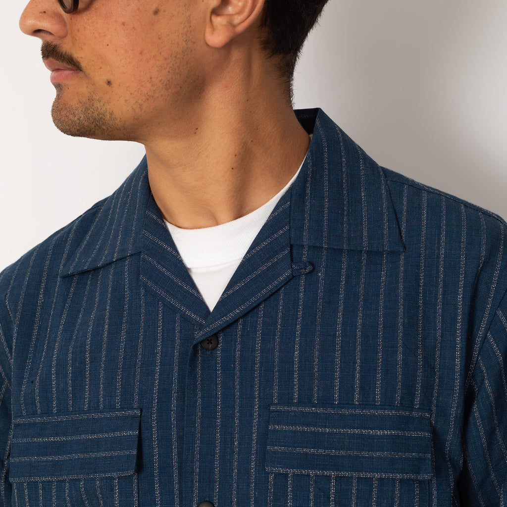 Keesey Shirt Stripes L/S - Navy