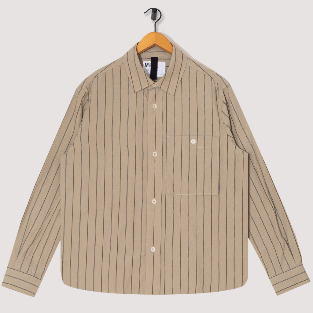 Wide Stripe Overall Shirt - Stone/Navy/Bark