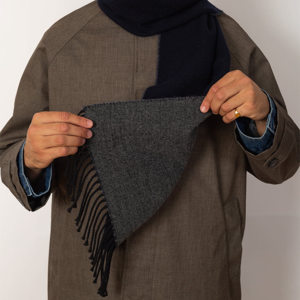 Double Faced Scarf - Navy Grey