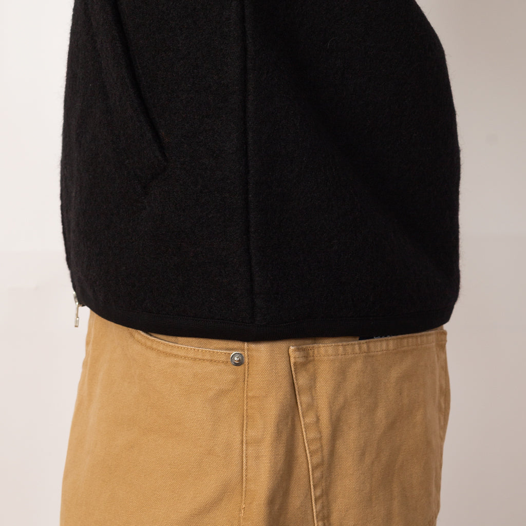 Wool Fleece Zip Bomber - Black