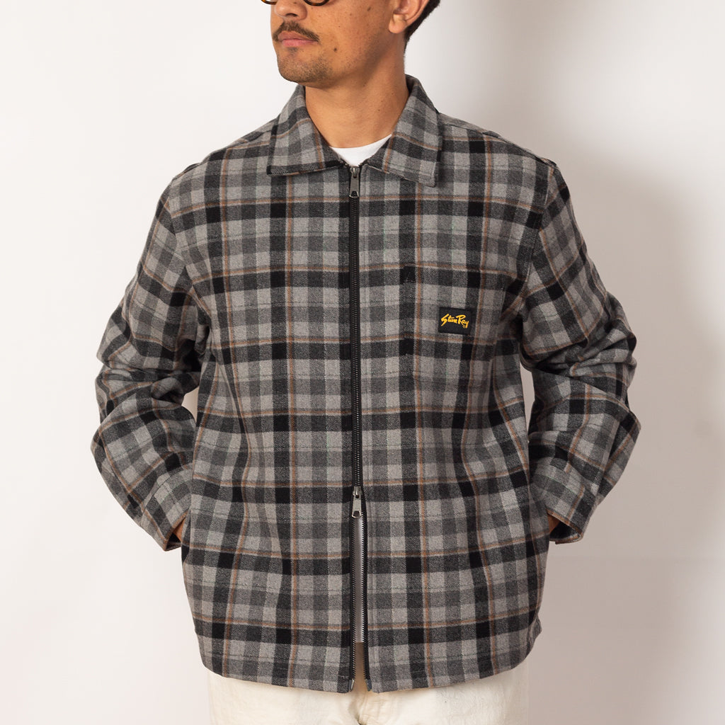 Zip Shirt - Charcoal Plaid
