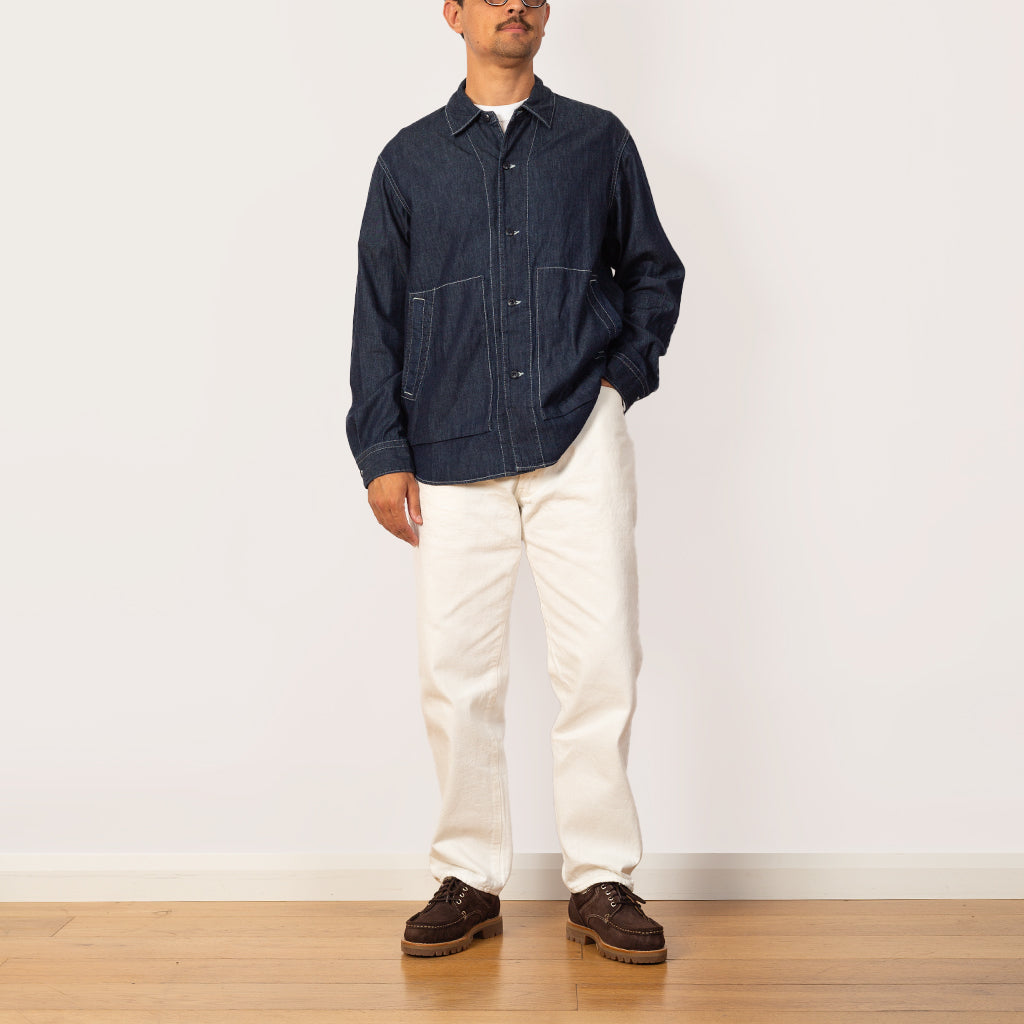 5oz Uneven Yarn Denim Shirt Jacket - Navy