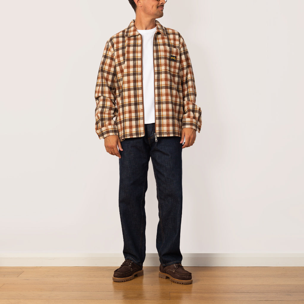 Zip Shirt - Tan Plaid
