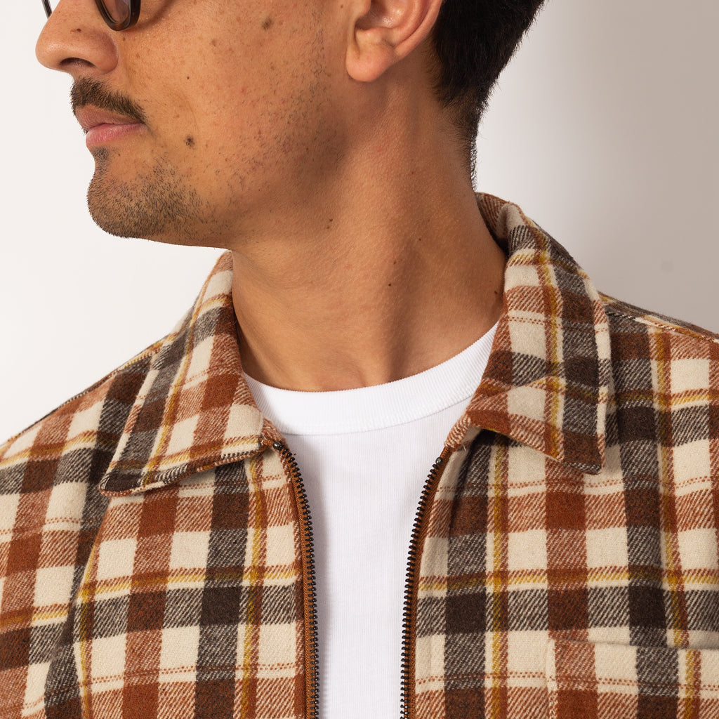 Zip Shirt - Tan Plaid