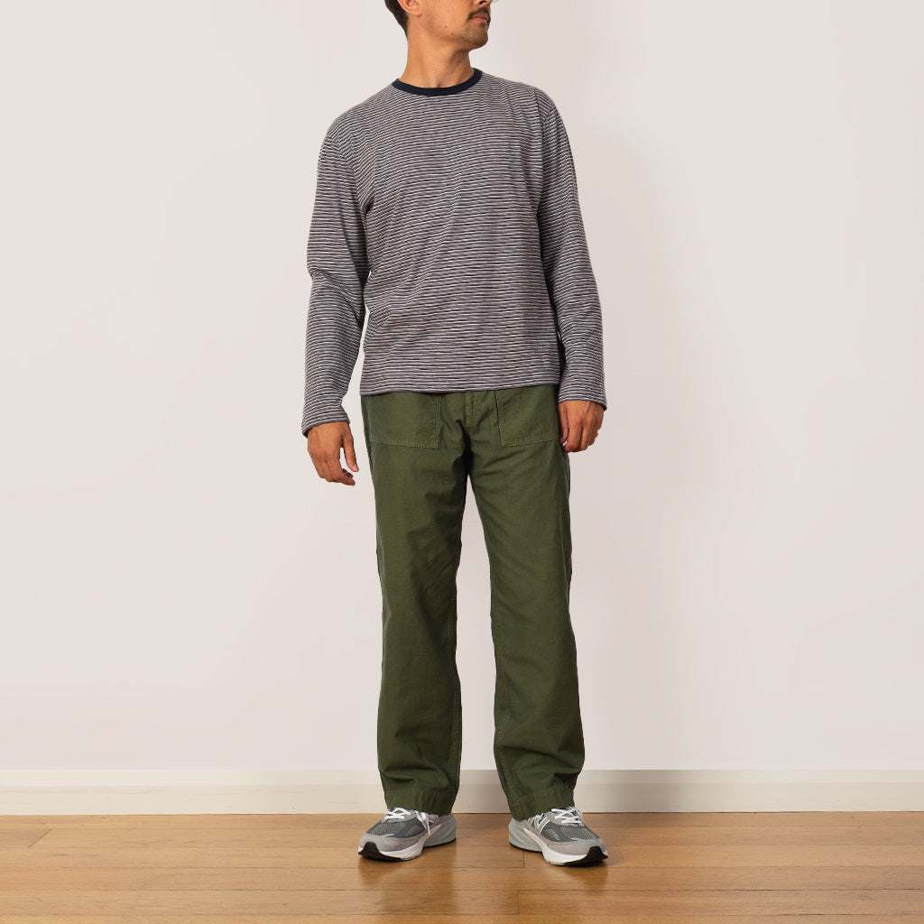 Back Satin Wide Baker Pants - Olive