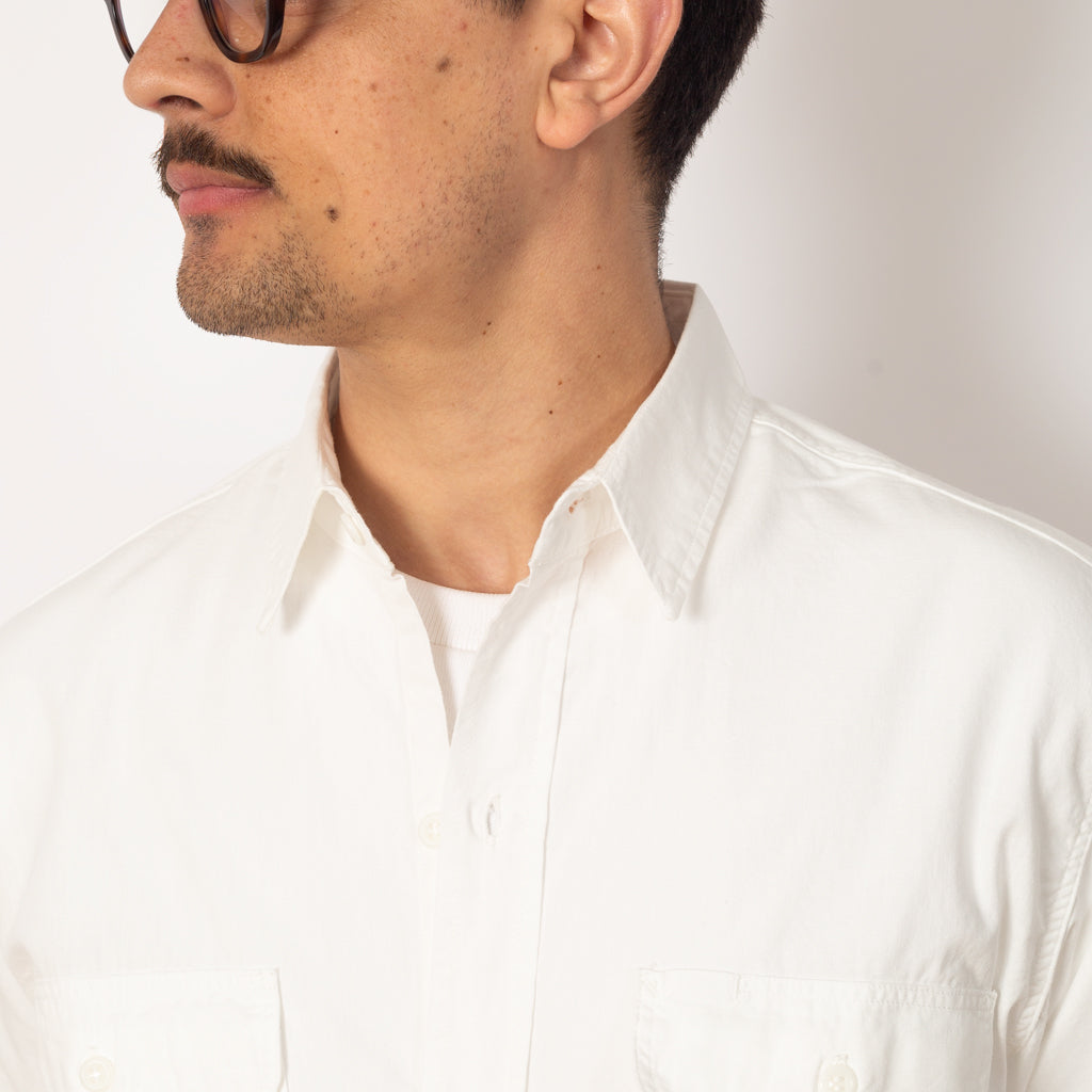 Chambray Work Shirt Wide Fit S/S - White