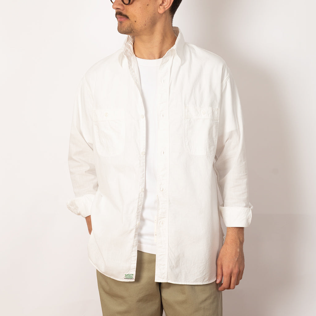 Chambray Work Shirt Wide Fit - White