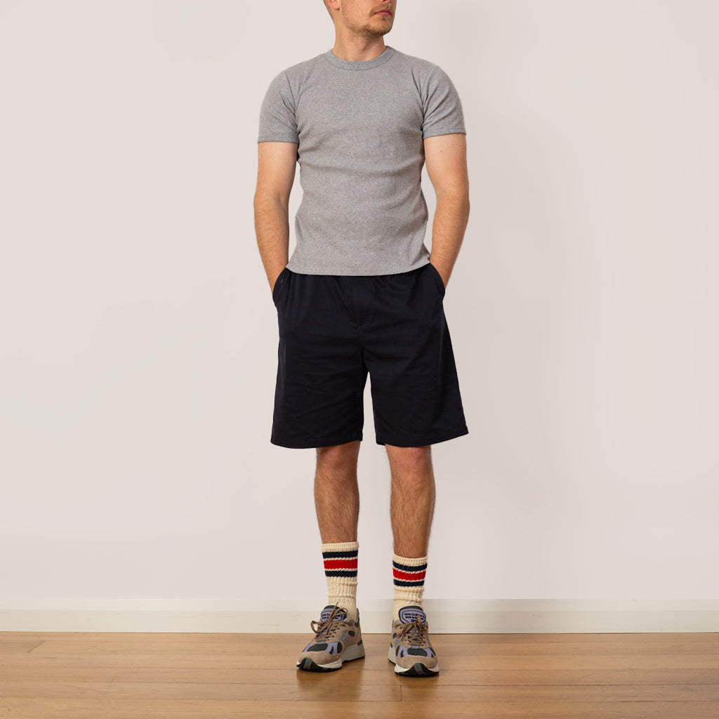Heavyweight Rib Crew S/S - Heather Grey