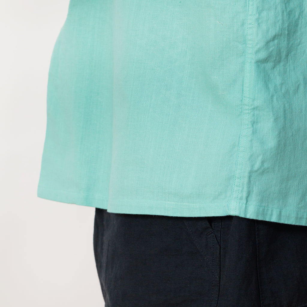 Open Collar Panama Garment Dye - Mint Green