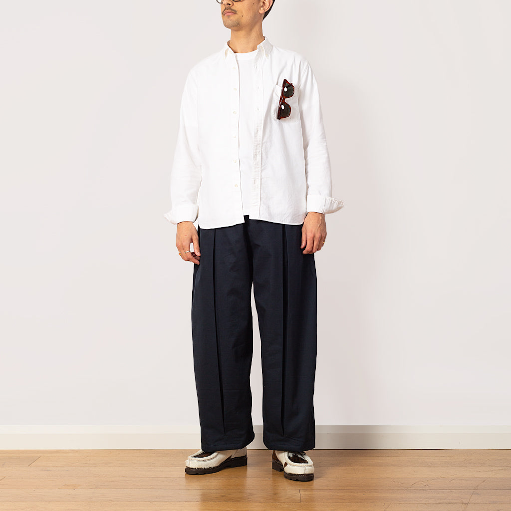Box Pleat Trousers - Navy | Sage Nation | Peggs & Son.